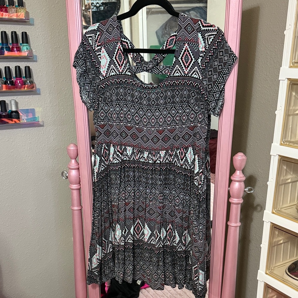 Torrid Black and White Geometric Midi Dress